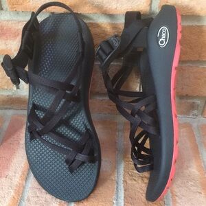 Chaco Black and Red Women's Sandals
